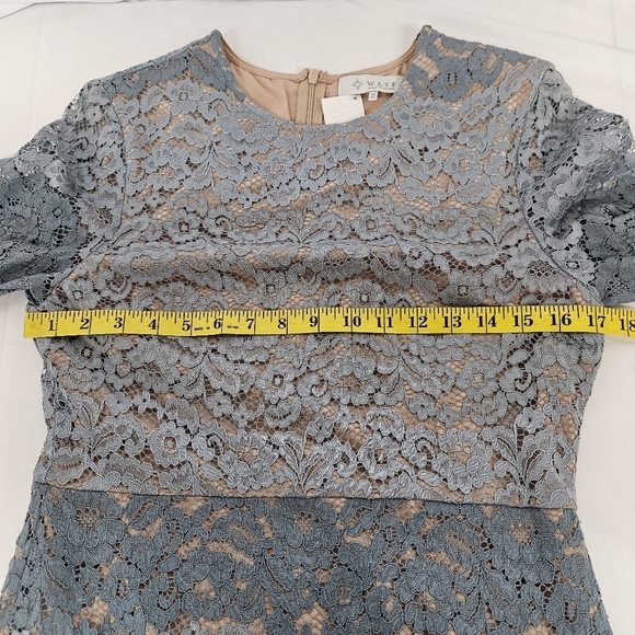 WAYF Dream Lover Long Sleeve Lace Mini Dress In Blue Size Medium - Picture 11 of 12